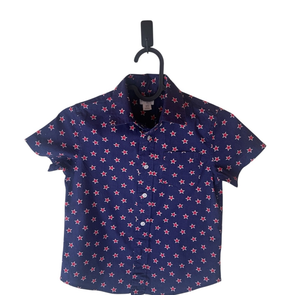 Crewcuts Navy Shirt with Red Star Pattern